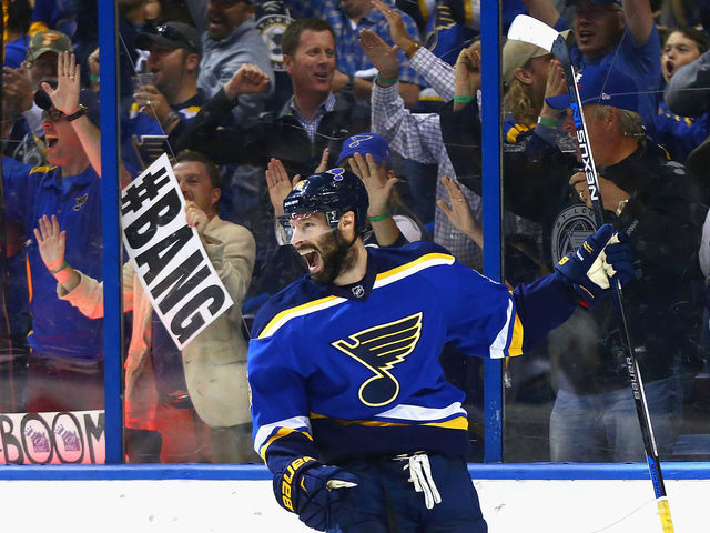 Watch: Blues' Brouwer bats in 8th goal of playoffs