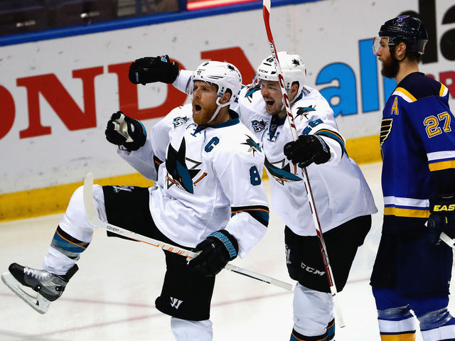 Pavelski nets 2 as Sharks push Blues to the brink