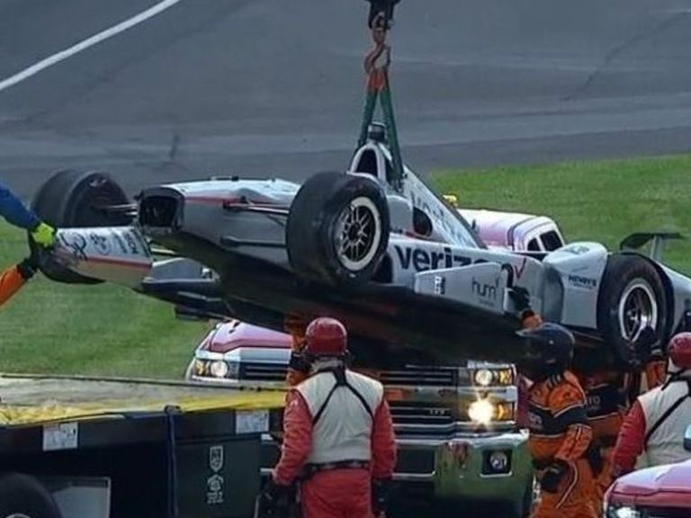 Watch: Defending champion Montoya loses control, crashes out of Indy ...