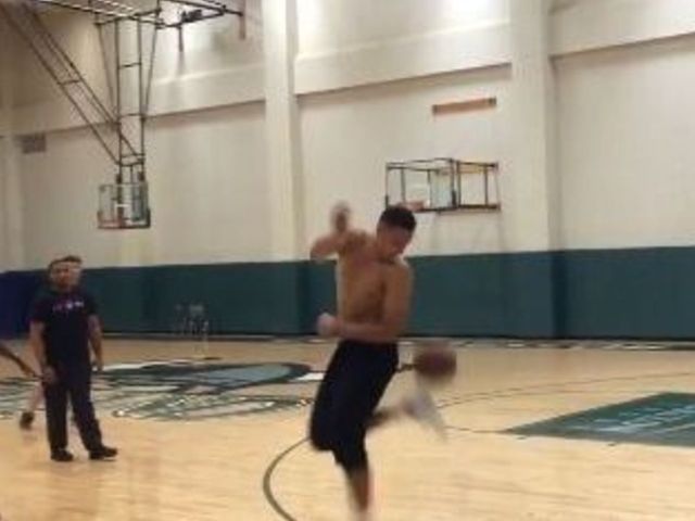 Ben Simmons combines soccer with basketball to nail nifty trick shot