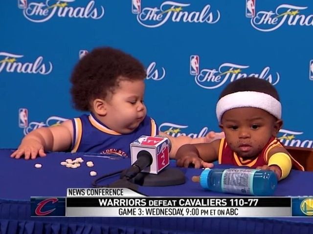 'Stuff Curry,' baby LeBron hold postgame presser