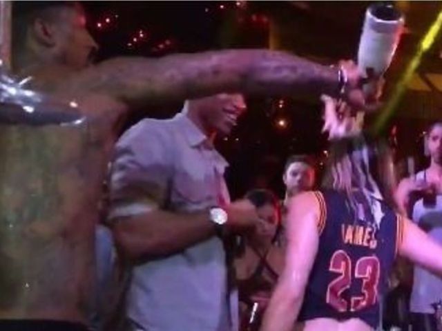 Smith soaks bartender in champagne at Vegas after-party