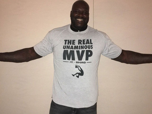Shaq tweets photo in misspelled MVP shirt