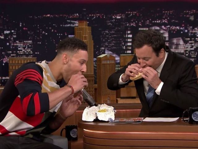 Ben Simmons eats Philly cheesesteak with Jimmy Fallon