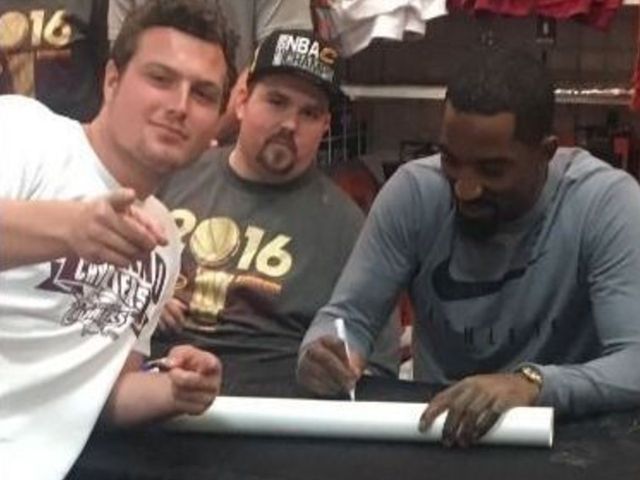 J.R. Smith signs fan's pipe