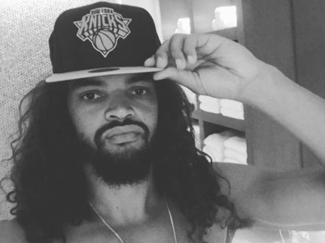 Joakim Noah poses in Knicks hat on Instagram