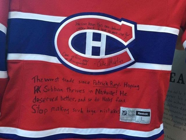 Fan furious over Subban trade leaves message for Canadiens on jersey