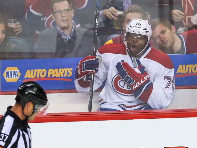 GIF: P.K. Subban called for tripping after knee-on-knee collision with Matt D'Agostini