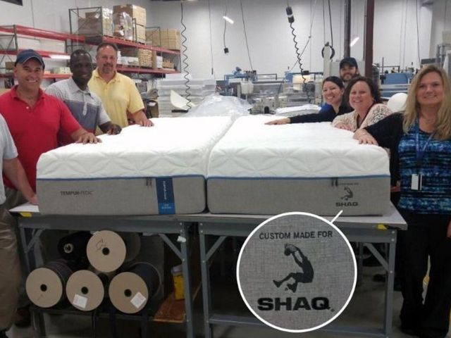 Shaq gets custom 'Shaq size' mattress from Tempur-Pedic