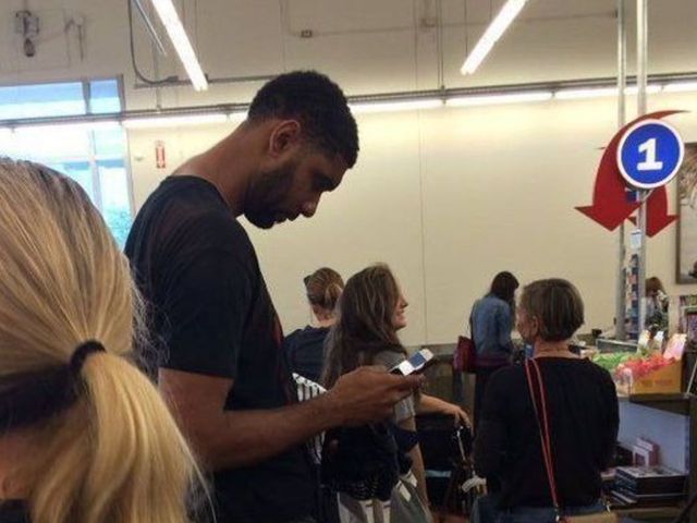 Recently retired Tim Duncan shops at Old Navy