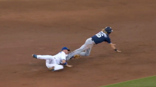 Donaldson goes full Kelly Gruber on tag out