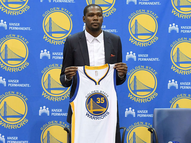 Durant's Warriors jersey highest selling in 30 states, including Oklahoma