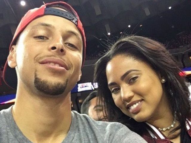 Stephen Curry, Ayesha courtside for USA-China exhibition at Oracle Arena