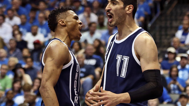 Watch: Kanter jokes he may start boxing out Westbrook
