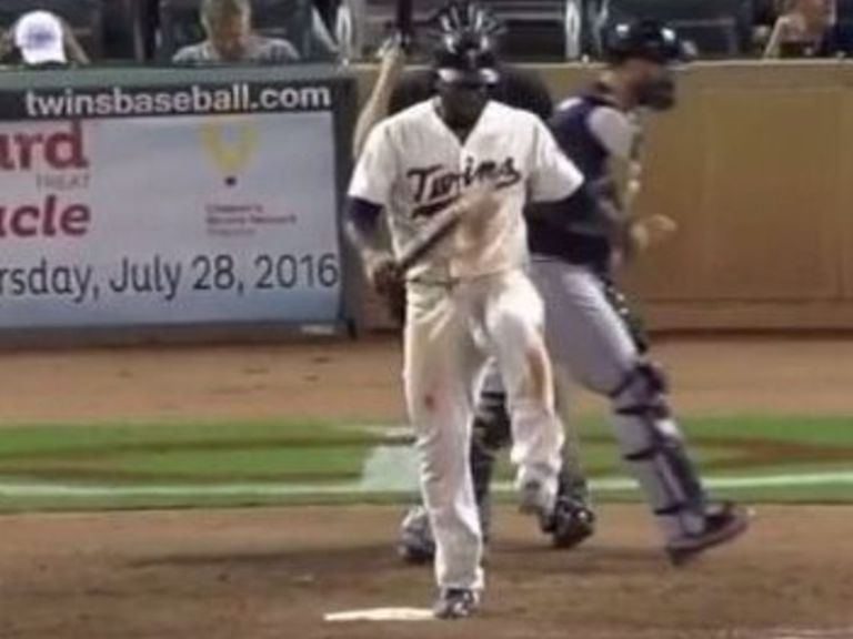Watch Sano breaks bat over knee after 3rd strikeout