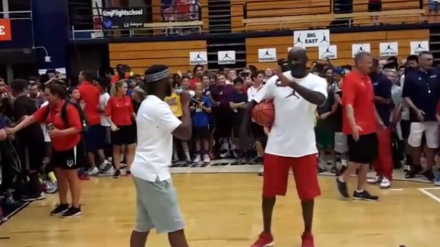 Jordan challenged by Chris Paul at basketball camp
