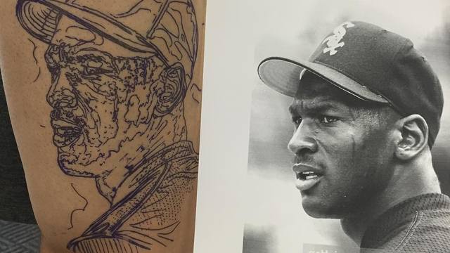 Fan's tattoo honors Michael Jordan's baseball career