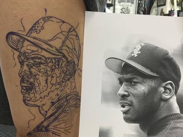 Fan's tattoo honors Michael Jordan's baseball career