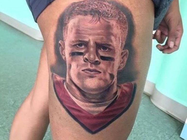 Fan gets giant J.J. Watt tattoo on leg