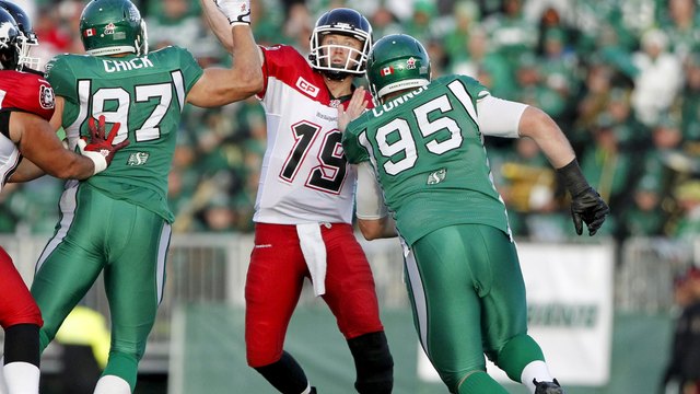 Stampeders outlast Roughriders in bitter battle