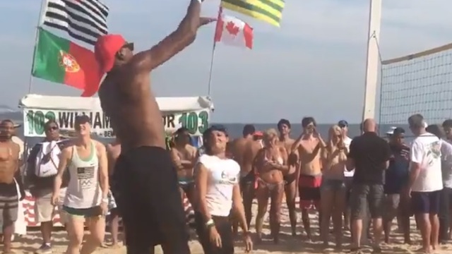 Team USA plays volleyball at Rio beach