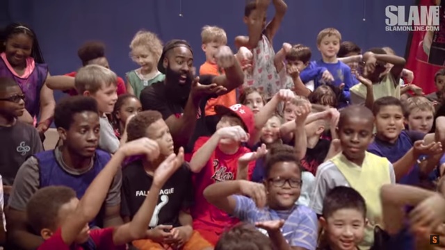 James Harden does cooking dance with kids at camp