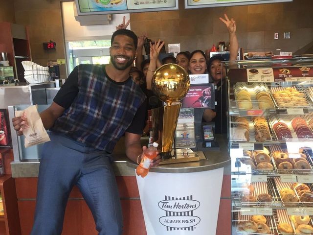 Tristan Thompson takes Larry O'Brien Trophy to Tim Hortons