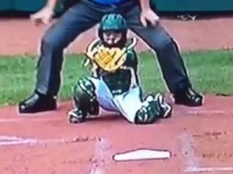 Watch LLWS catcher frames ball for long time