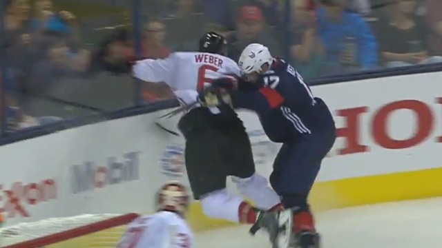 Watch: Kesler clobbers Weber with heavy hit