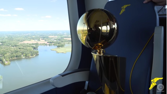 Larry O'Brien trophy rides the Goodyear Blimp