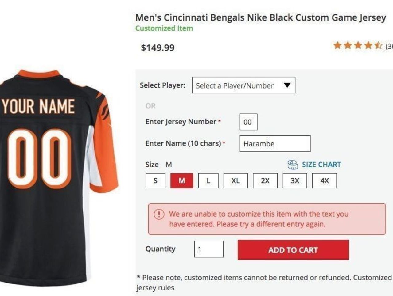 NFL bans fans from buying customised 'Harambe' jerseys