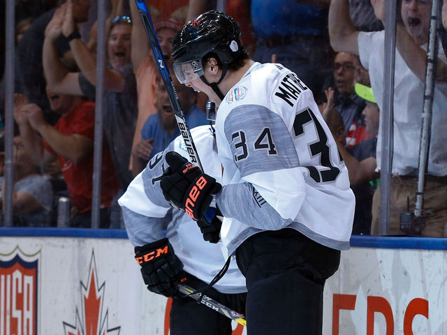 Watch: Kneeling Matthews dekes Hedman, opens scoring vs. Sweden