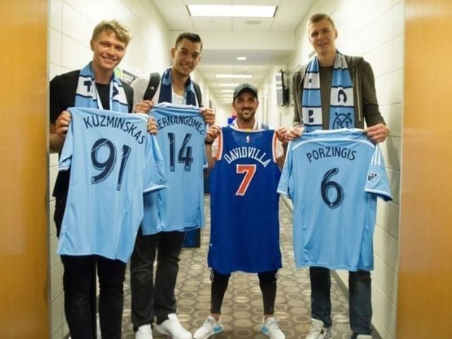 Knicks players visit New York City FC, Porzingis shows off soccer skills