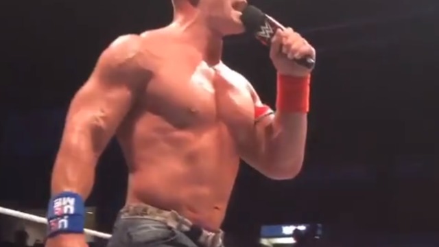 Cena sings 'Take Me Home, Country Roads' in middle of ring
