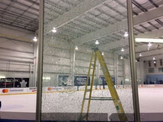 Watch: Auston Matthews shatters glass at 1st training camp practice