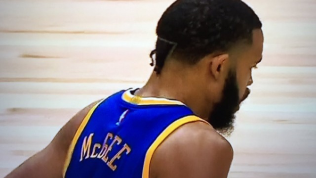 Warriors' McGee sports strange new hairdo