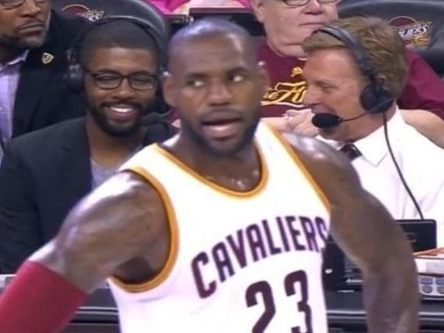 LeBron tries to make Irving laugh while he's on air