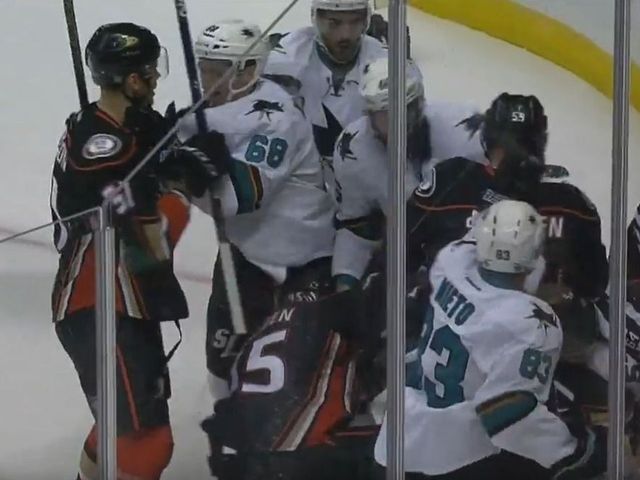 Watch: Sharks, Ducks throw down in preseason line brawl