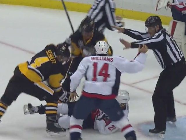 Watch: Justin Williams goes after Penguins for running Holtby