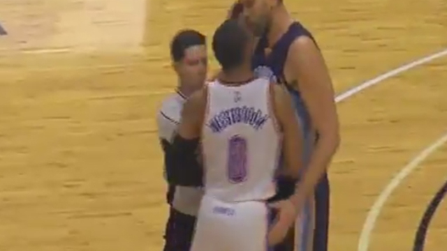 Watch: Westbrook, Gasol need to be separated after shoving match