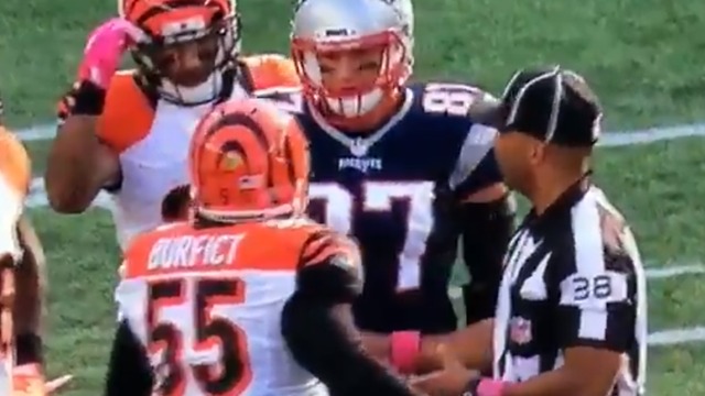 Bengals' Burfict appears to dive at Bennett's knees, angering Gronk
