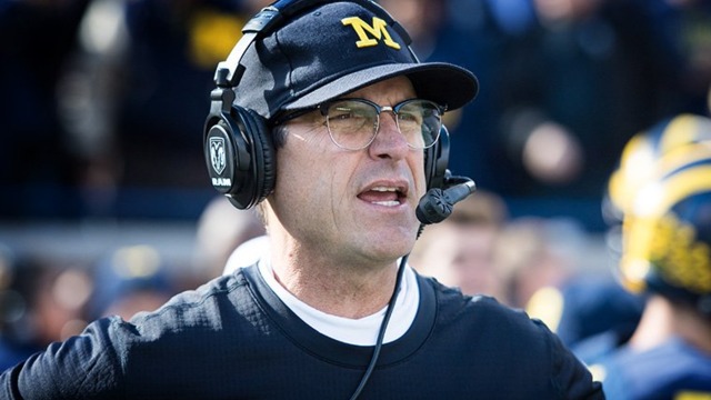 Harbaugh on Michigan State, explanation behind new glasses