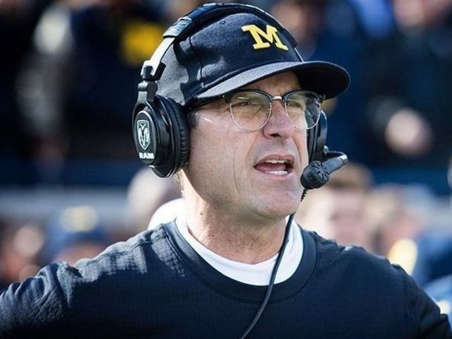 Harbaugh on Michigan State, explanation behind new glasses