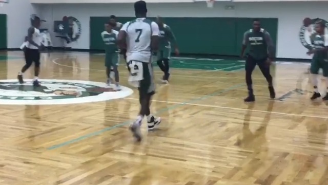 Celtics play capture the flag to warm up for practice