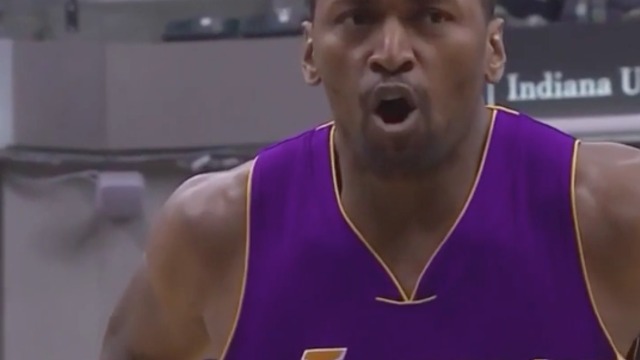 World Peace declares 'I love basketball' during free throws