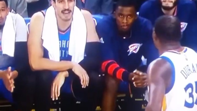 Kanter jaws at Durant from bench