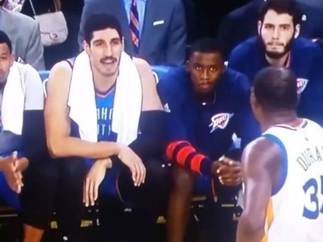 Kanter jaws at Durant from bench