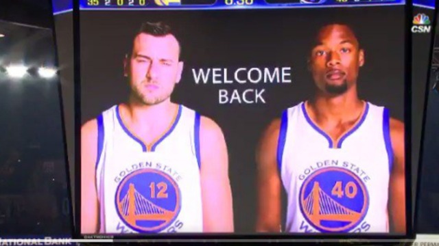 Watch: Barnes, Bogut receive standing ovations in return to Bay Area