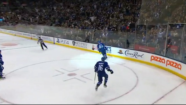 Watch: Mitch Marner prances with glee after setting up Rielly goal