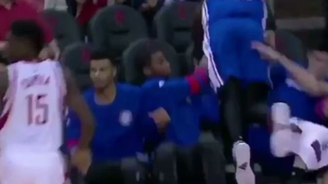Embiid dives 3 rows deep to save possession
